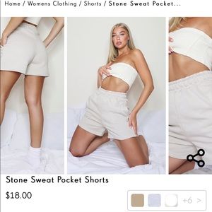 PrettyLittleThing Stone Sweat Pocket Shorts